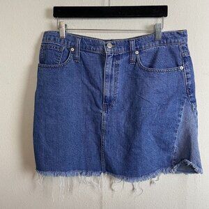 Madewell Size 32 Denim Jean Raw‎ Hem Skirt Contrast Side Insert
